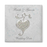 Silver Heart Wedding Favour Magnet