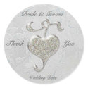 Silver Heart  Wedding Sticker
