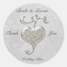 Silver Heart  Wedding Sticker