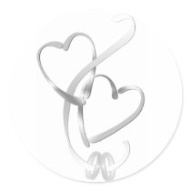 Silver Hearts Wedding Stickers