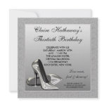 Silver High Heels Womans 30th Birthday invitations