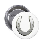 Silver Horse Shoe Pinback Button