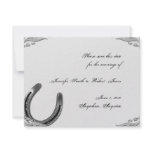 Silver Horseshoe on White Wedding Save the Date invitations