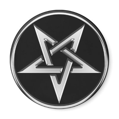 Silver Inverted Pentagram Refrigerator Magnet by pentagramstar