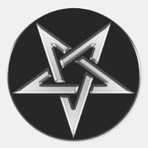 Silver Inverted Pentagram Stickers