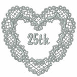 Silver Lace Heart - 25th Anniversary embroidered shirts