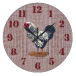 Silver Laced Wyandotte Roosters Barnboards Round Wallclock