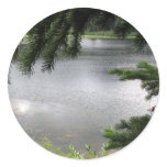 Silver Lake Framed by Evergreen Boughs Stickers