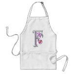 Silver Letter F Ornamental II Print aprons