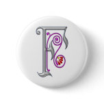 Silver Letter F Ornamental II Print buttons