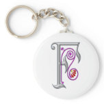 Silver Letter F Ornamental II Print keychains