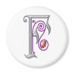 Silver Letter F Ornamental II Print magnets