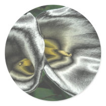 Silver Lilies Round Stickers