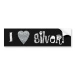 Silver Love Heart! Stars Spades Diamonds pattern! bumper stickers