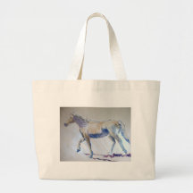 Silver Mane Horse Walking Acrylic Painting Canvas Bag
