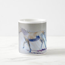 Silver Mane Horse Walking Acrylic Painting Coffee Mugs