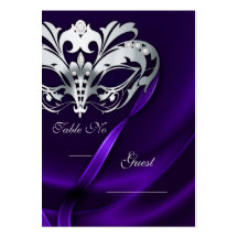 Silver Masquerade Purple Jewelled Table PlaceCard Business Card Templates