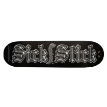 Silver Metal on Black ~ Sick Stick Logo Pro Deck