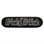 Silver Metal on Black ~ Sick Stick Logo Pro Deck skateboards