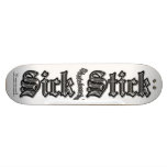 Silver Metal on Clear ~ Sick Stick Logo Pro Deck Skateboard Deck