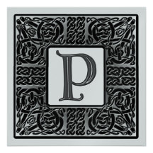 Silver Metallic P Monogram Invitation