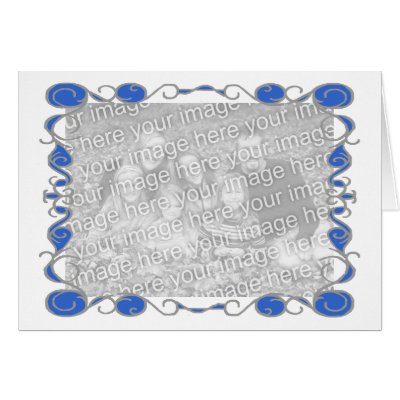 Silver n blue frame blank card by marcya7