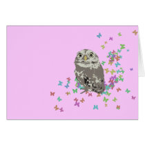 Silver Owl with Butterflies Card