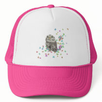Silver Owl with Butterflies Hat