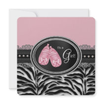 Silver Pearls Lace Pink Zebra Baby Shower