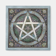 Silver Pentacle Square Magnet