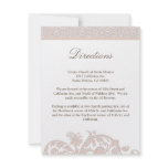 Silver Peony Damask Wedding Direction Card invitations