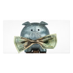 Silver Piggy Bank Eating Money photo cards