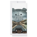 Silver Piggy Bank Eating Money rack cards