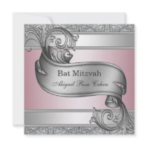 Silver Pink Bat Mitzvah Announcement