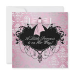 Silver Pink Black Princess Baby Girl Shower invitations