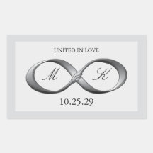 Silver Platinum Infinity Hand Clasp Wedding Favour Rectangular Sticker