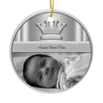 Silver Prince Crown Baby Boy Photo Ornament