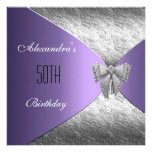 Silver Purple 50th Birthday Invitation Floral