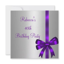 Silver Purple Bow 40th Elegant Birthday Party