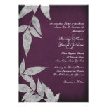Silver & Purple Leaves Vintage Wedding Invitations