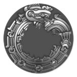Silver Quetzalcoatl Round Sticker