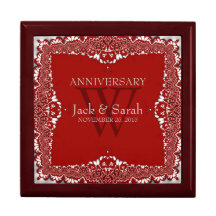 Silver+Red Lace Wedding Anniversary Gift Box