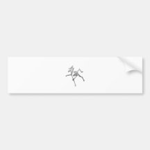 Silver Running Horse Bumper Sticker