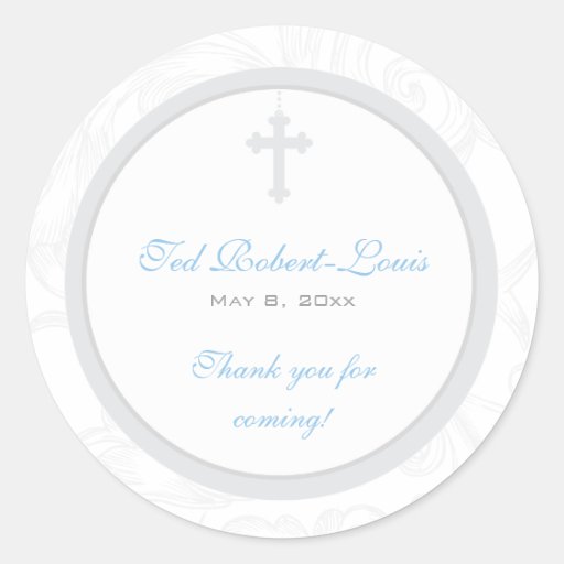 Silver Scroll Cross Address Label/Favour Sticker