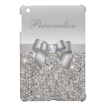 Silver Sequins, Bow & Diamond Personalised