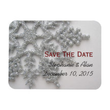 Silver Snowflake Save The Date Magnet
