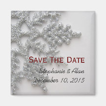 Silver Snowflake Save The Date Magnet
