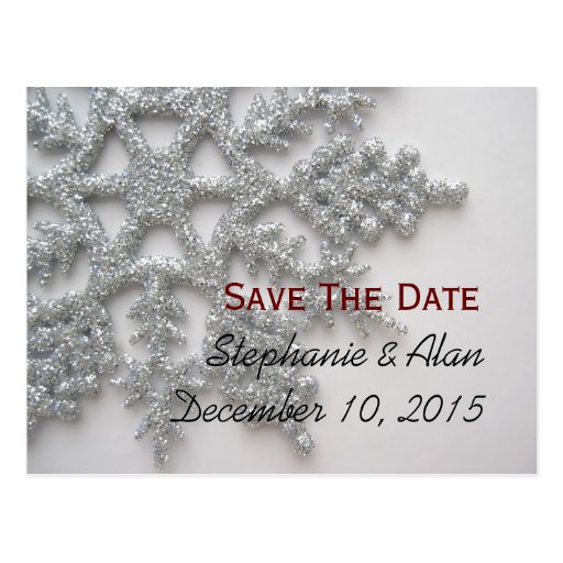 Silver Snowflake Save The Date Postcard