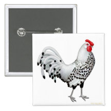 Silver Spangled Hamburg Rooster Pin