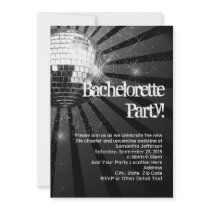 Silver Sparkle Disco Ball Bachelorette Party Custom Invites